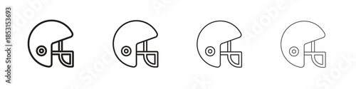 Rugby Helmet icons, Set of linear icons. Black linear palm icons