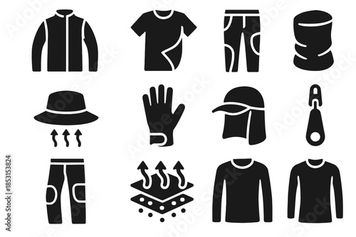 Gaiter seam mesh vector outdoor clothing icon brim tab jacket icons panel