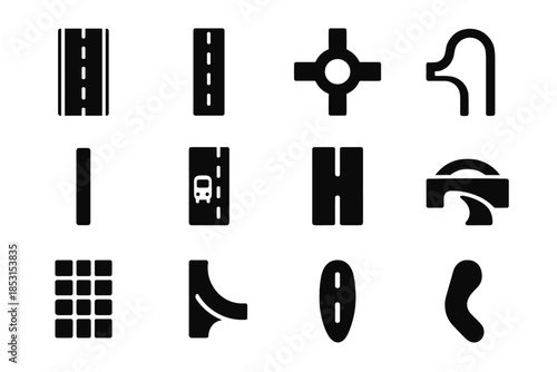 Contour strip main curb divider street icon layout roundabout icons band lane