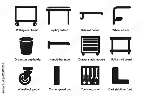 Holder panel organizer lock icon icons vector tube cart board pad tool