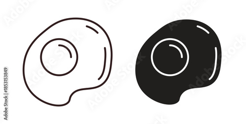 Egg fried icons. thin line and glyph vector icons pack on white background