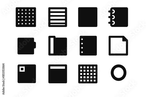 Punch vector icon perforation journal set fold square slab tile edge hole