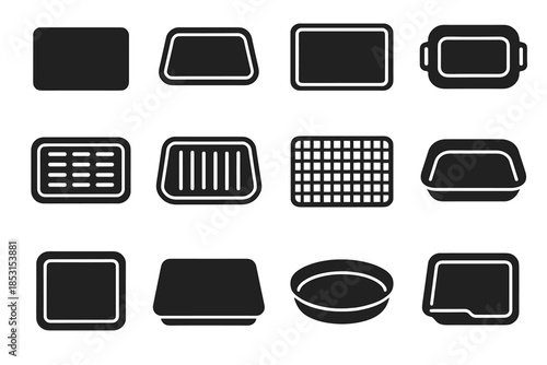 Icons frame grid corner oven vector bars cooking plate tray icon flat