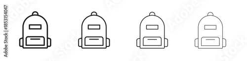 School bag icons, Set of linear icons. Black linear palm icons