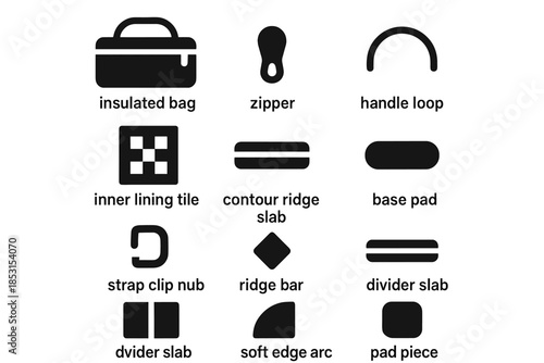 Picnic edge contour icon ridge slab gear bag zipper pad arc vector