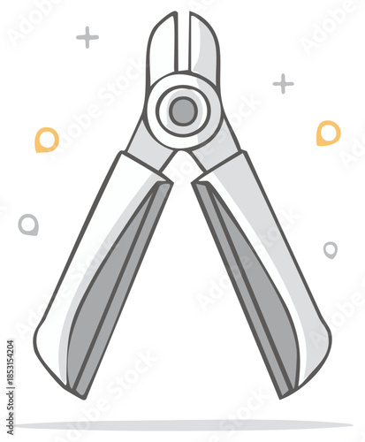 Illustration of wire cutter pliers tool isolated for repair or crafting work