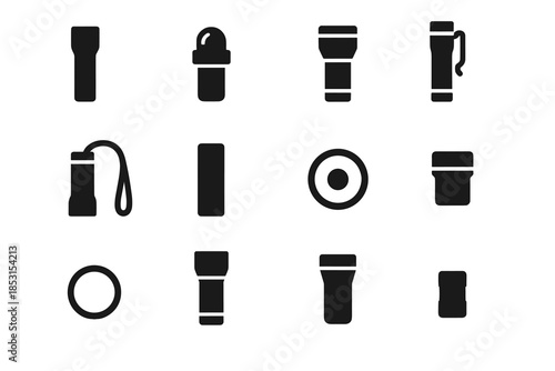 Led flashlights reflector icon dome compartment top mini icons vector cord smooth