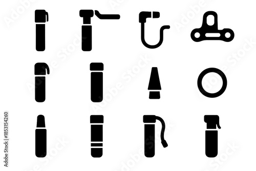 Hose ridge bike pump folding flap handle tip icon bead mini vector