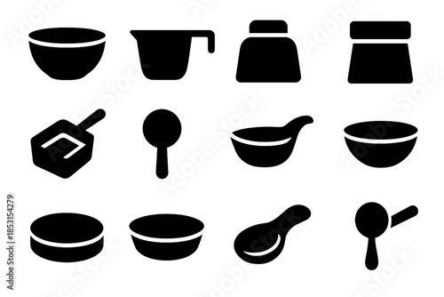 Bowl icon baking pad portion dough handle measure prep vector dry tab