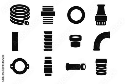 Base vector connector smooth plate ridge sleeve hose garden threaded icon