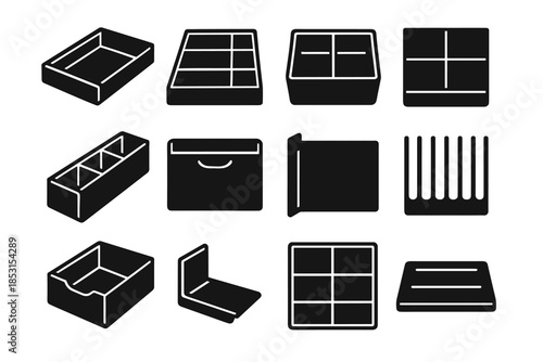 Drawer curve organizing icon handle deep tab insert panel vector modern