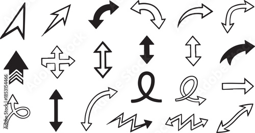 Various arrows and symbols vector illustration