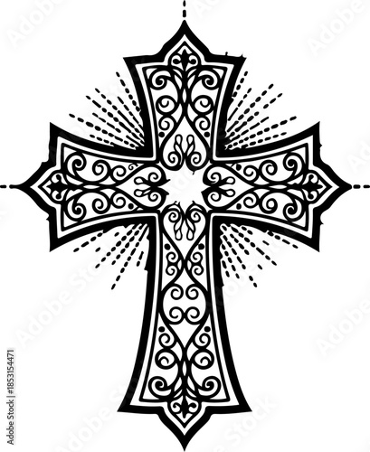 Jesus Christ Crucifixion Silhouette with Followers Vector