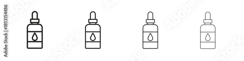 Serum icons, Set of linear icons. Black linear palm icons
