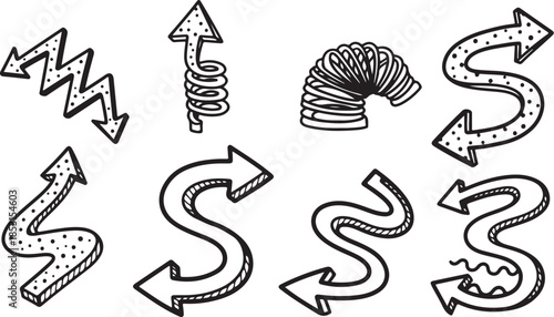 Arrows and spirals vector illustration