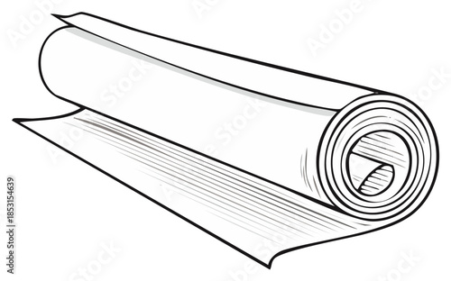 Blank Paper Roll Line Art Illustration for Design Mockups and Presentation Templates
