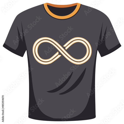 Gray T-Shirt Displaying Infinity Symbol with Yellow Trim for Modern Apparel Style