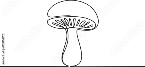 Mushroom one line continuous drawing.one line vector illustration with out background.