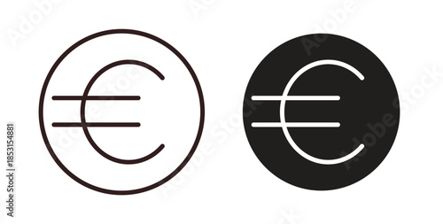 Euro icons. thin line and glyph vector icons pack on white background