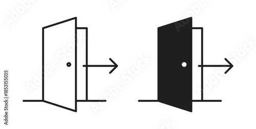 Exit icons. thin line and glyph vector icons pack on white background