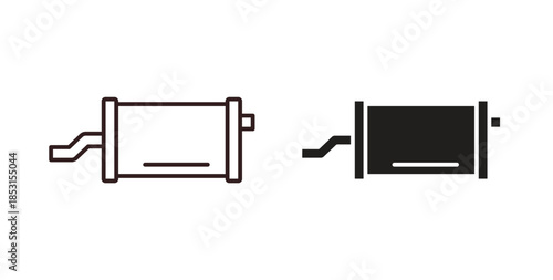 Exhaust pipe icons. thin line and glyph vector icons pack on white background