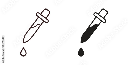 Eye dropper icons. thin line and glyph vector icons pack on white background