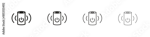 Smart speaker icons, Set of linear icons. Black linear palm icons