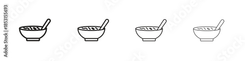 Sour soup icons, Set of linear icons. Black linear palm icons