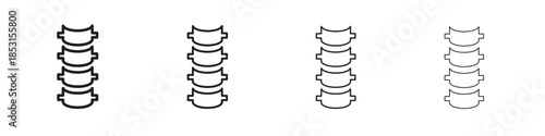 Spine Bone icons, Set of linear icons. Black linear palm icons