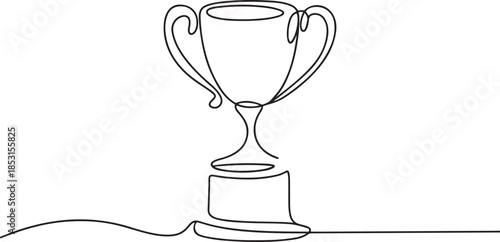 Continuous one line drawing of Award trophy cup.one line vector illustration with out background.