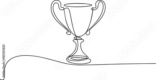 Continuous one line drawing of Award trophy cup.one line vector illustration with out background.