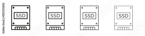 SSD icons, Set of linear icons. Black linear palm icons