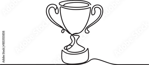 Continuous one line drawing of Award trophy cup.one line vector illustration with out background.