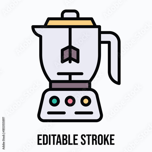 Electric Coffee Maker Icon Isolated Vector Lineal Colour Style Icon, Editable Stroke