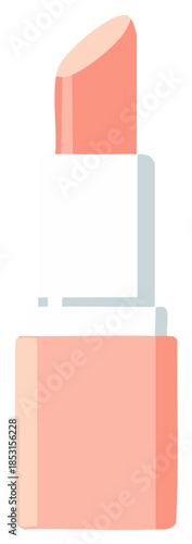 Illustration of a light pink lipstick isolated on white background in a flat style.