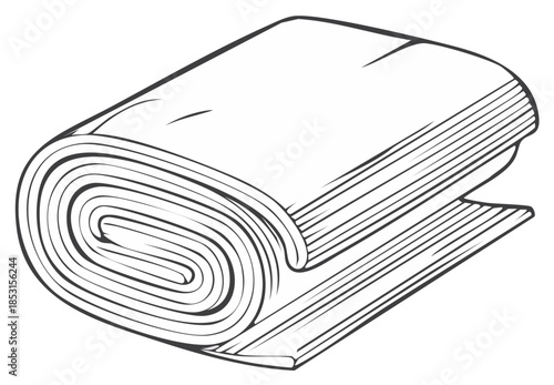 Roll of Fabric or Material Graphic Illustration, Folded Overlapping Layers
