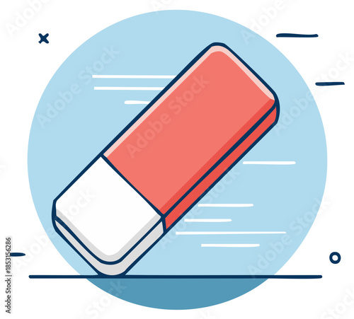 Dynamic cartoon eraser icon symbolizing correction, deletion, and fixing mistakes