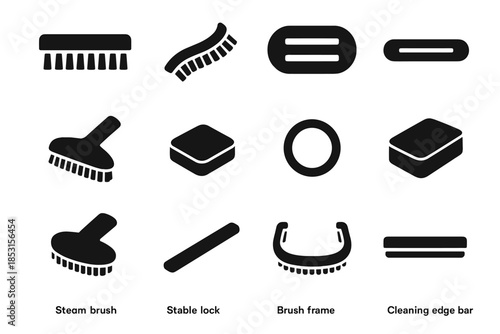 Small slot brush steam icon disc plate bead vector foam angled