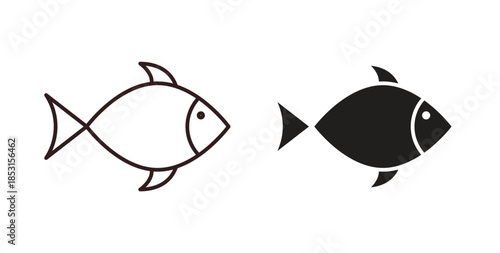 Fish icons. thin line and glyph vector icons pack on white background
