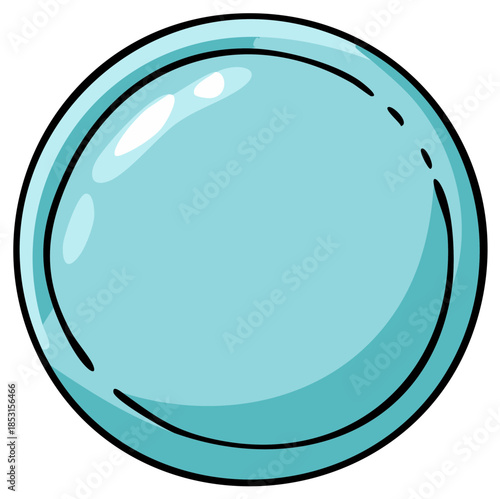 Simple Light Blue Circular Bubble Design with Reflection and Black Outline