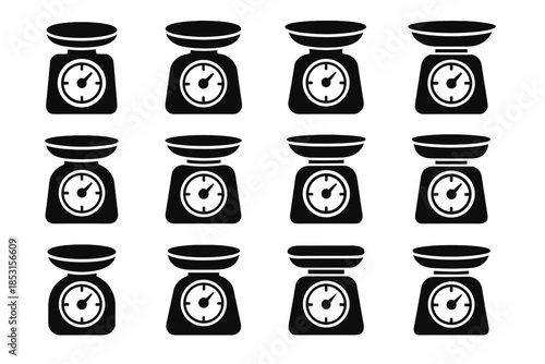 Contour band icon scale line slab panel weighing round tile vector kitchen