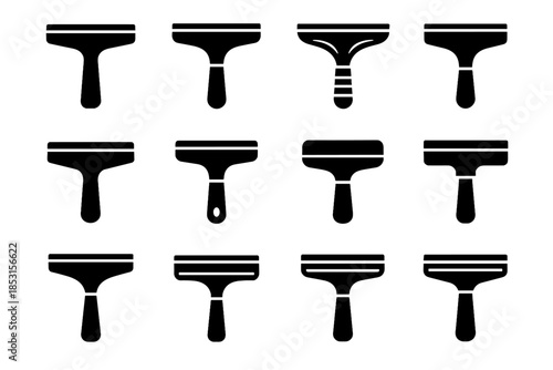 Icon collection ridge contour vector pad blade disc rubber squeegee band icons