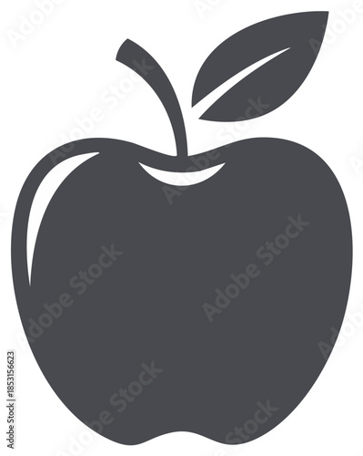 Apple Fruit Silhouette Icon Fresh Food Ingredient Vector Simple Design