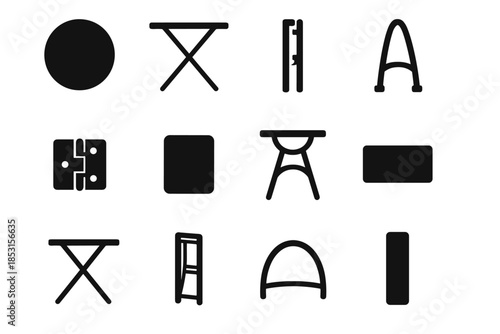 Arc vector icon bar pivot strip round table leg fold structure sleeve