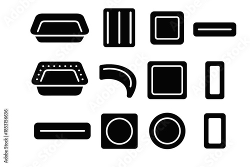 Structured zone scale load panel plate tray icons vector smooth icon kitchen
