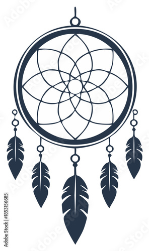 Intricate Dreamcatcher with Flowing Feathers Symbolizing Protection and Good Dreams