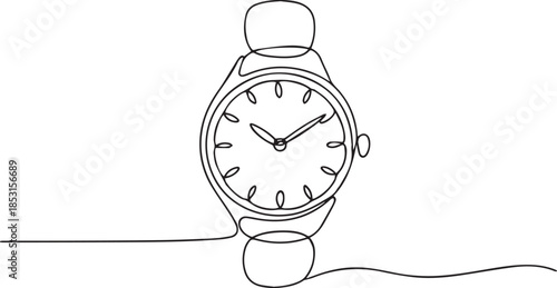 Watch one line continuous.one line vector illustration with out background.