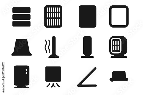 Heat heater smooth plate vector front icons stabilizer icon airflow ridge ceramic