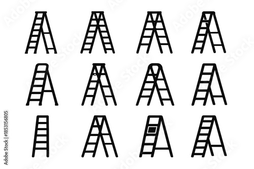 Ridge rod tall base support icon ladder structural slab band frame vector