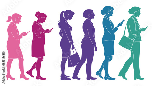 Vector illustration silhouette of businesswomen walking